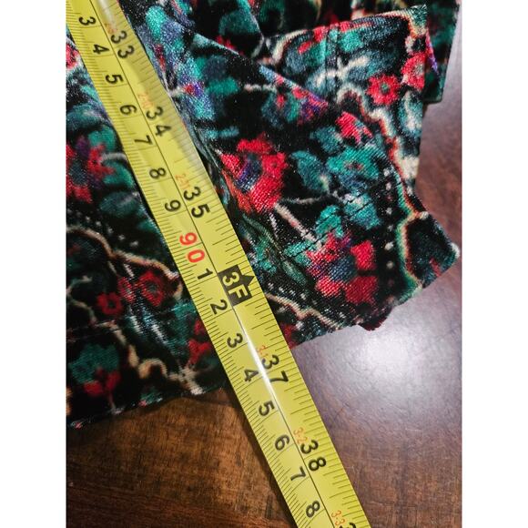 Loft Velvet Christmas Holiday Floral Holly Shift Dress Sz 10 Red Green Gold LS - Picture 6 of 6